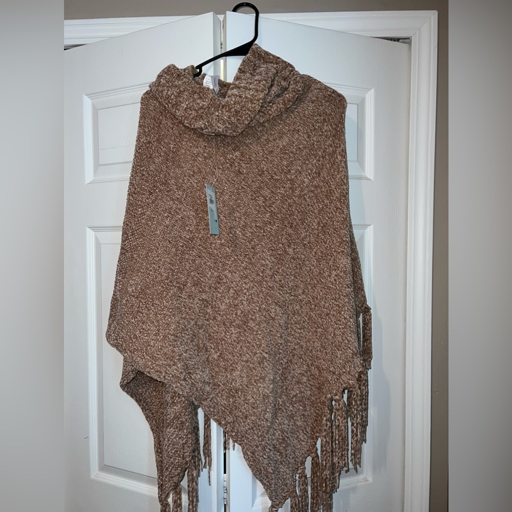 blanket plush turtleneck poncho